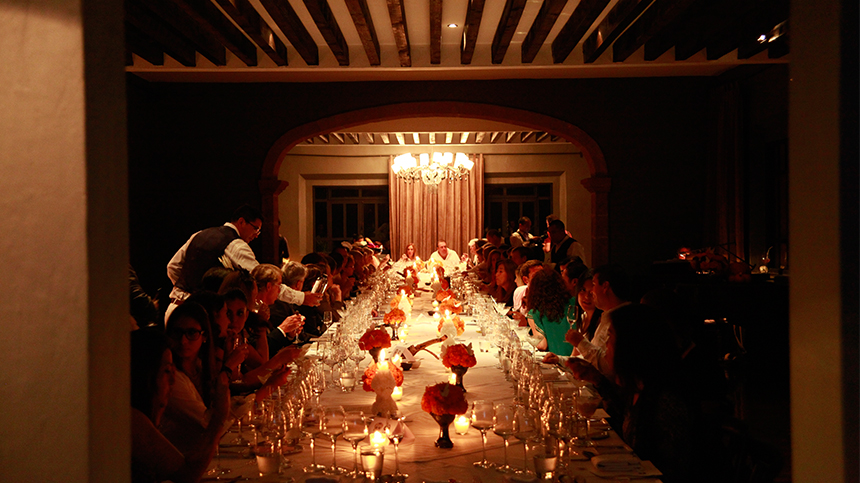 Dinner table at La Calaca 2013 Casa Dragones Tequila