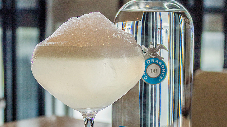 An innovative version of margarita cocktail with Tequila Casa Dragones Blanco
